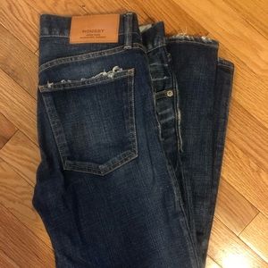 Moussy distressed straight leg denim